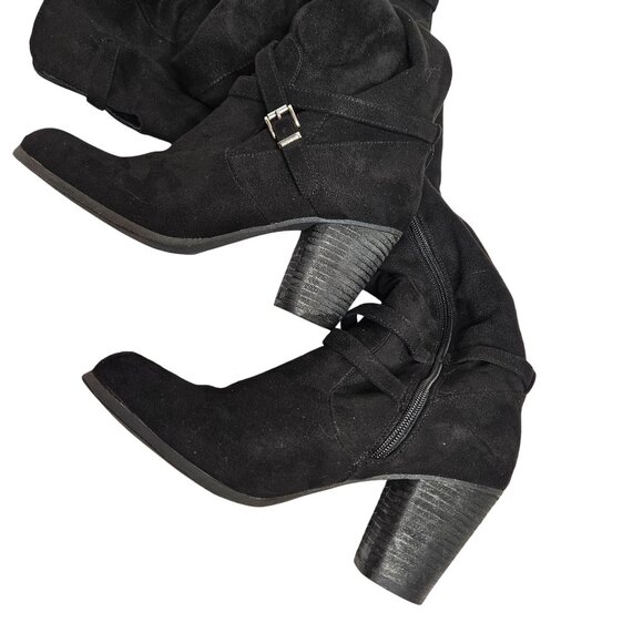 Chunky Goth black heel whimsigoth over the knee faux suede size 8 - Picture 15 of 15